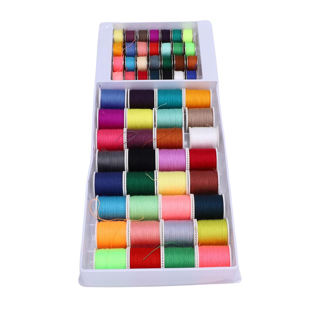 Polyester Thread Kit 32 Plastic and 28 Metal Bobbins Multi Color Thread Spools for Sewing Projects