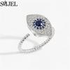 SMJEL Fidget Spinner Ring Anxiety for Women Crystal Demon Eyes Anti Stress Rings Flower Planet Sun Rotating Jewelry Wedding Gift