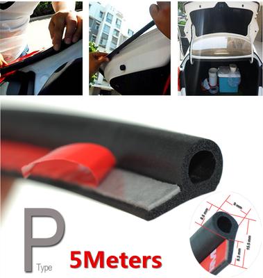 5M Black P-Type Car Door Noise Insulation Strip