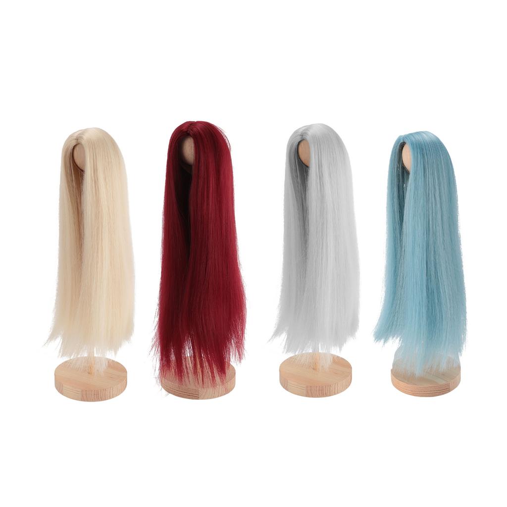 Doll Wig Professional DIY Hand Crafted Soft Heat Resistance Middle Part Long Straight Doll Wig for D