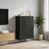 Wall Mounted Cabinet Black 66 X 34.5 X 90 Cm Engineered Wood