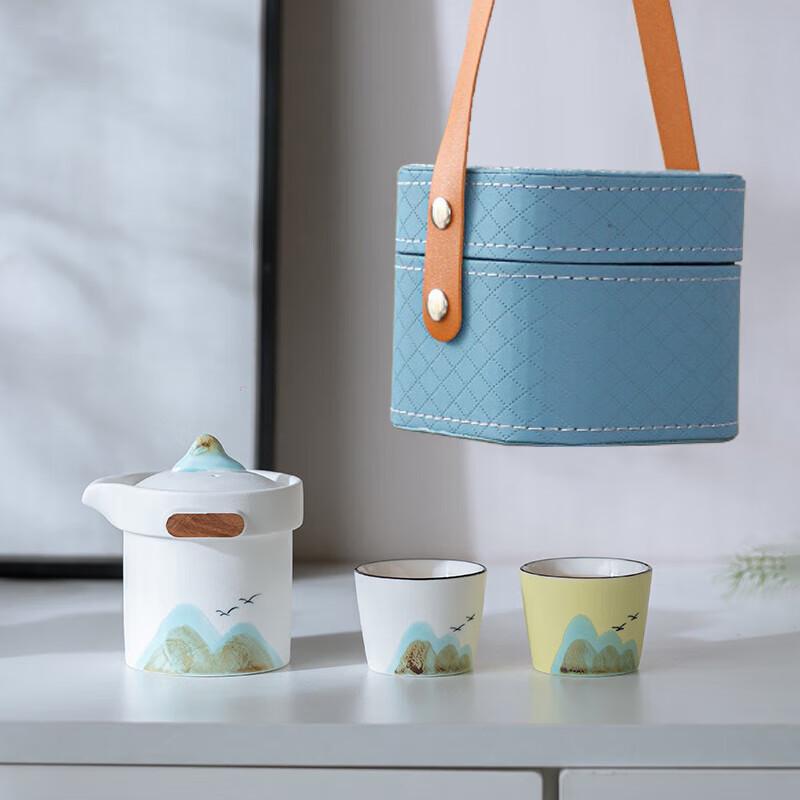 Hand-painted Portable Ceramic Travel Tea Set