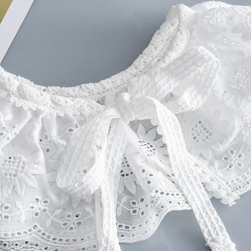 Cotton Bowknots Fake Collar for Women Shirt Detachable Collars  Shoulder Wraps False Collars Sweet Doll Small Shwals Scarf