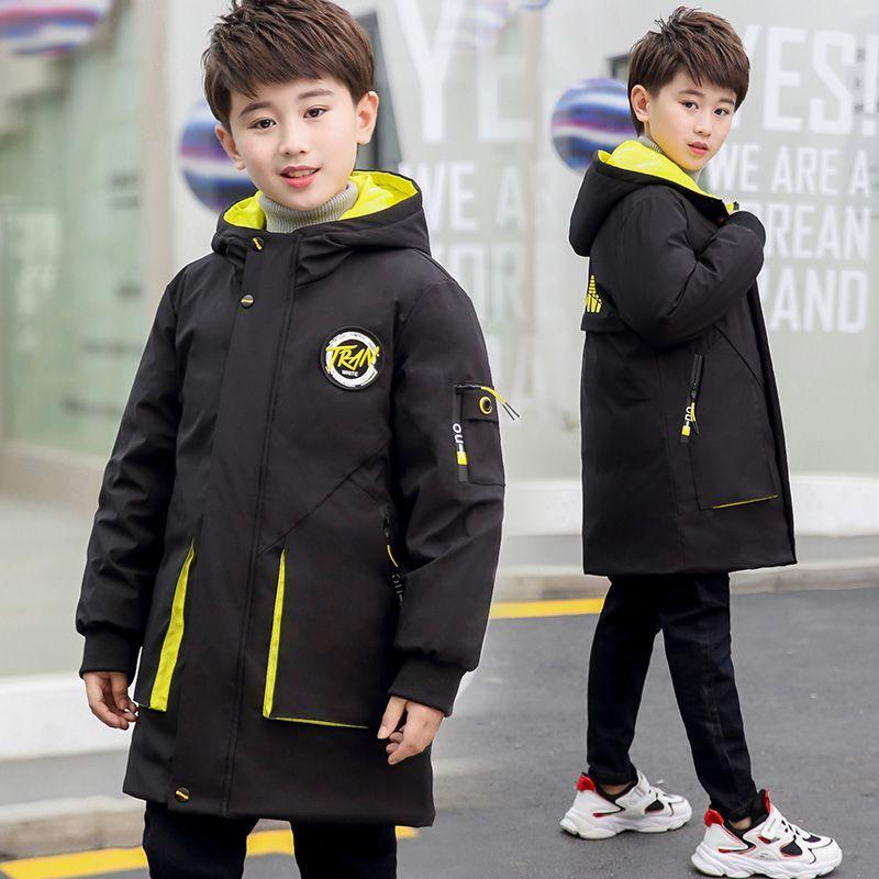 Children's Mid-Length Cotton Coats: Winter Casual Thickened Cotton Jackets for Boys