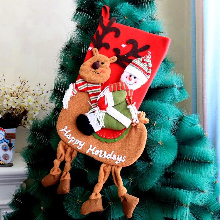 Christmas Decoration Riding Deer Old Man Snowman Gift Socks Children Christmas Gift Socks Window Pendant