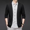 Wool Mulberry Silk Business Casual Fake Two-Piece Knit Shirt Shirt Collar, Long-Sleeve Middle-Aged Jacket, Knit Cardigan