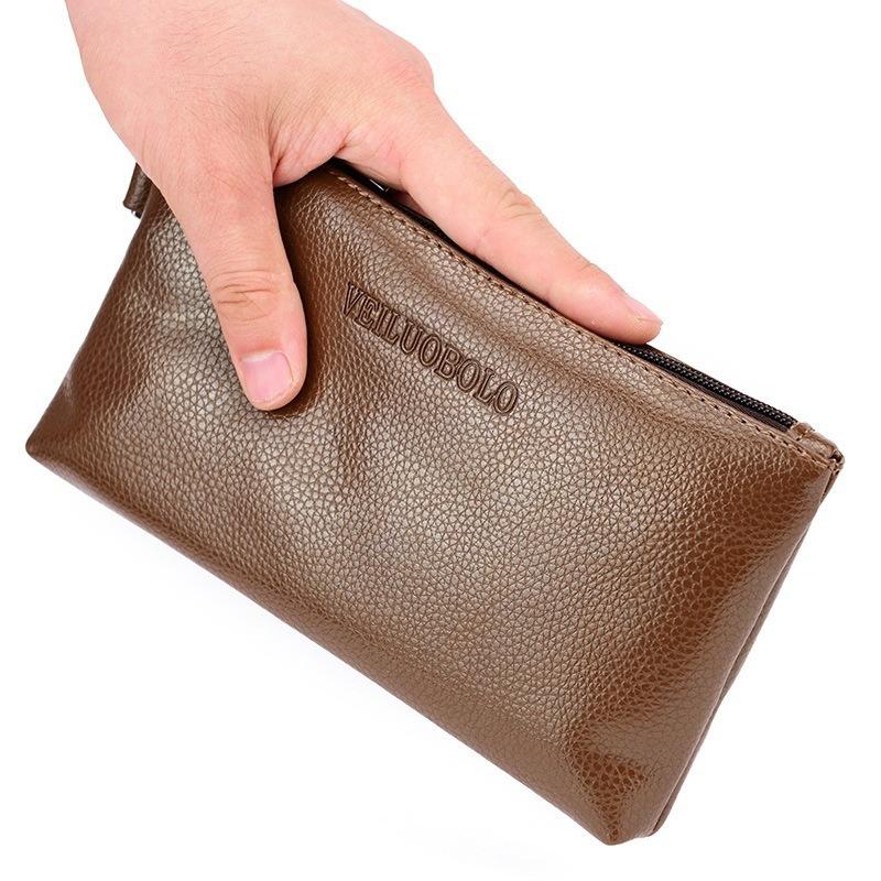 Lychee-Narben Leichtgewichtige Echtes Leder Lange Reißverschluss-Geldbörse-Clutch: Große Kapazität, Superweich, Einfache Handytasche