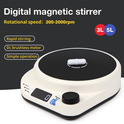 Nuevo Mini Agitador Magnético 2000rpm Control de Velocidad por Perilla Mezclador Agitador Motor Sin Escobillas 3L 5L Máquina Mezcladora Portátil para Laboratorio