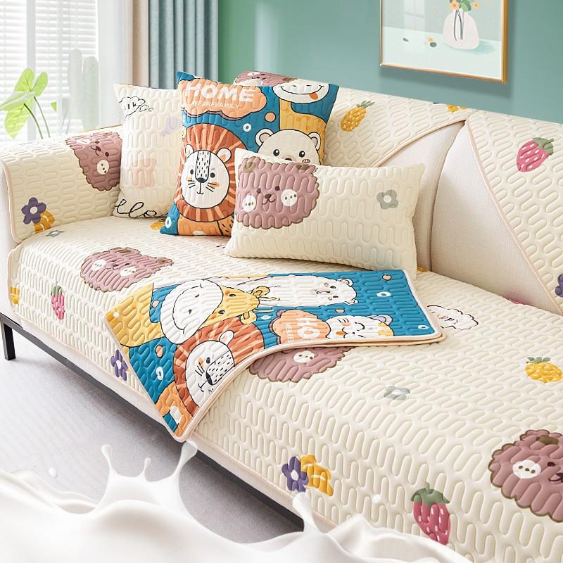 

Летняя подушка для дивана из ледяного шелка и латекса Популярный новый летний нескользящий коврик Мультяшный чехол для дивана Покрывало 70*70cm