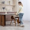 Dining chair, linen-look fabric, curved backrest, wooden legs, beige