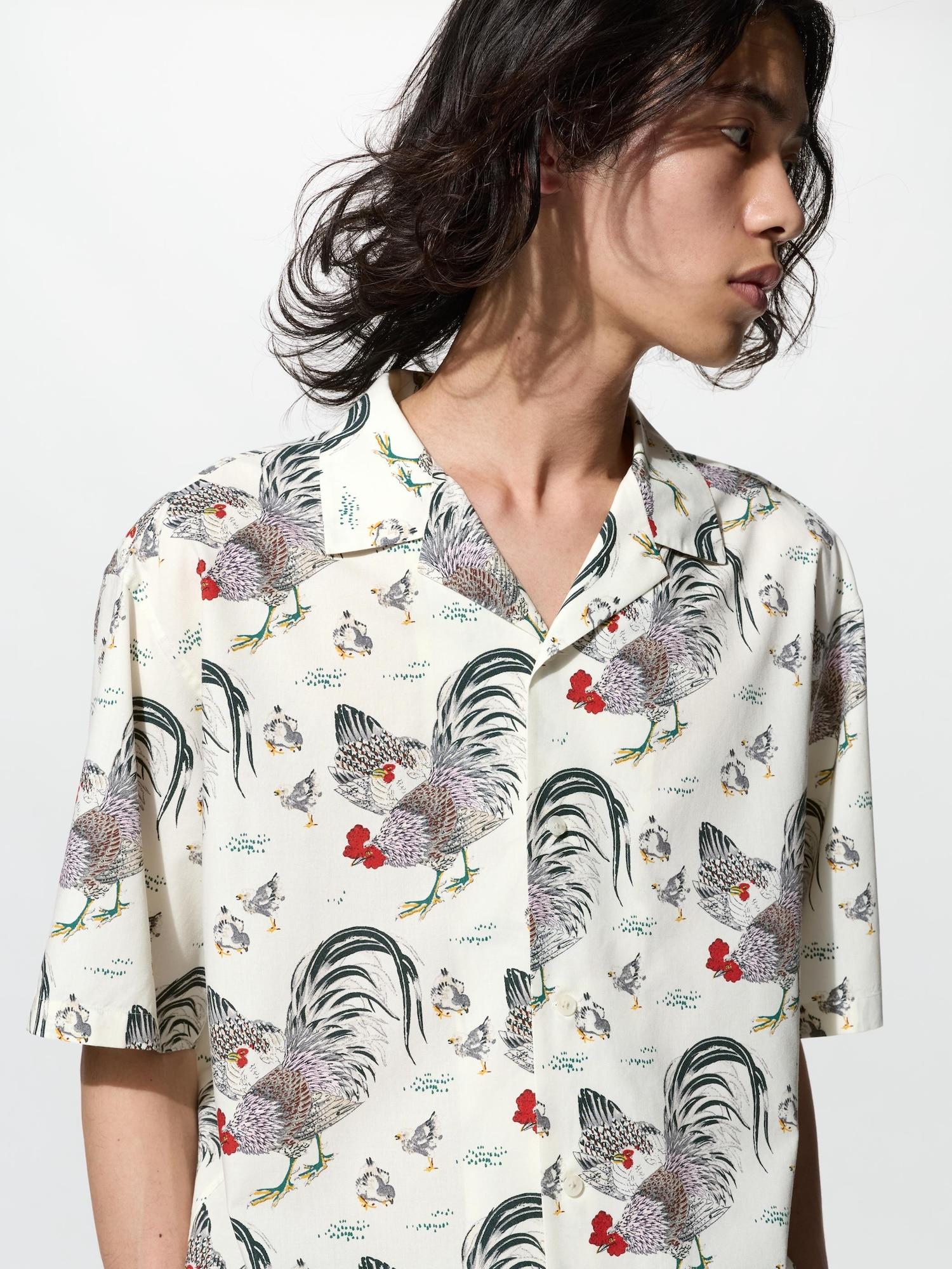Рубашка Uniqlo Japan с открытым воротником Вагара 01 OFF WHITE/S