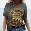 Print Women's V-Neck T-shirts Casual Lady Short Sleeve Oversized Pullover Fashion Tops Women Clothes
