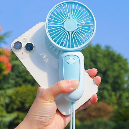 Handheld Desktop Fan with Lanyard Dual-Use Portable Cooling Fan for Students Commuting Traveling Type-C Fast Charging Low Noise Summer Gadget