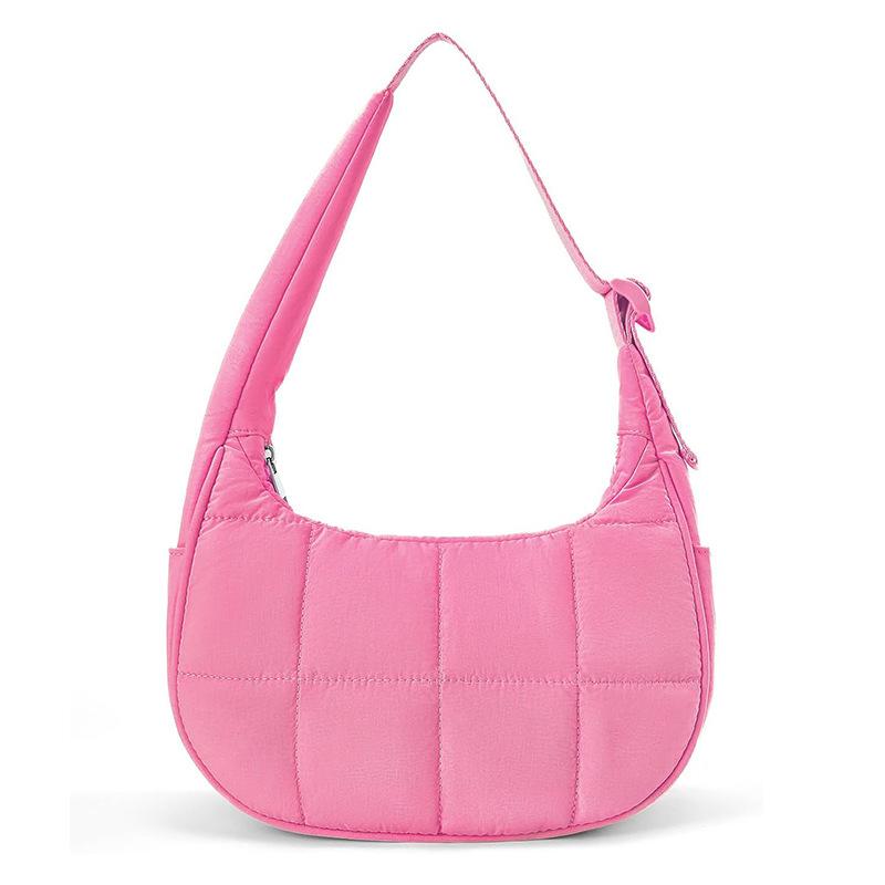 Borsa da Sotto Braccio per Donna Borse a Spalla Trapuntate Cinturino Regolabile in Nylon Borsa a Mano con Cerniera Borsa Hobo per Lavoro Viaggio Borsetta a Mezza Luna
