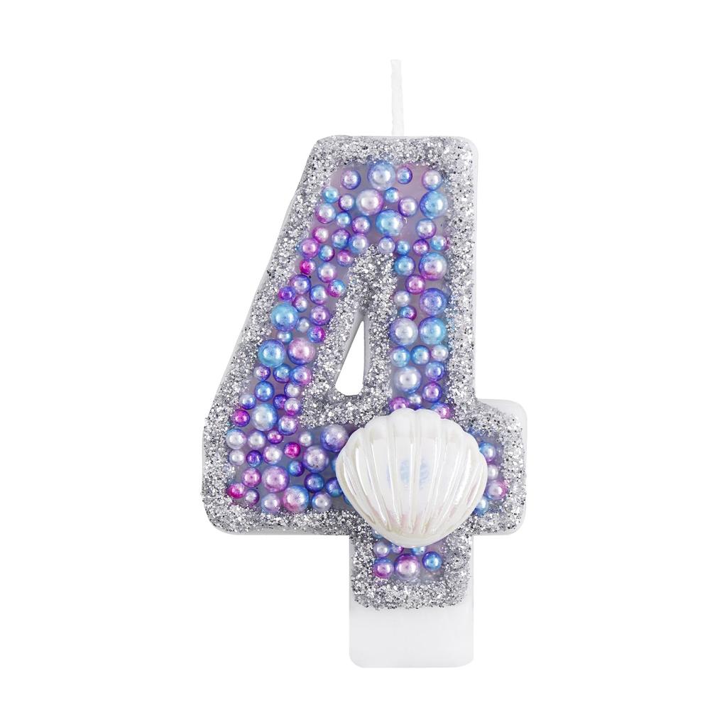 Birthday Candles, Pink Shell Sequins Blue Purple Pearl Boy Girl Birthday Cake for Mermaid Birthday Theme Birthday Decorations
