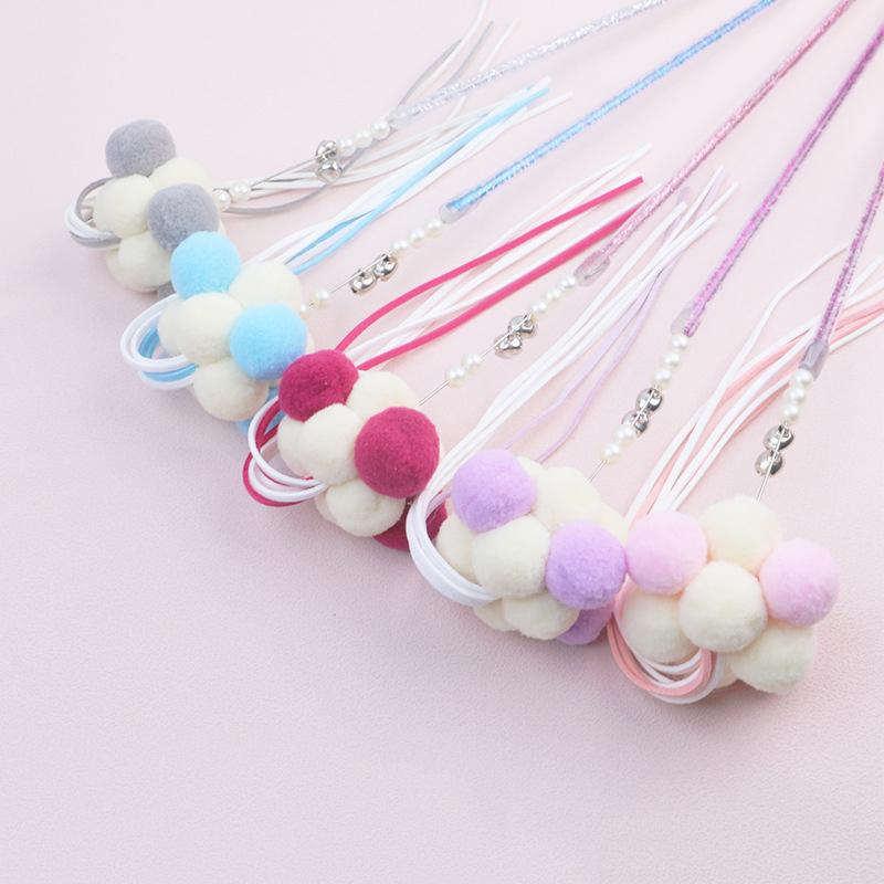 New tassel fairy hair ball teasing cat stick cat interactive cat relieving boredom, grabbing, bell biting cat toy
