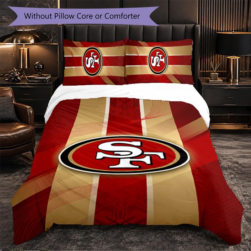 Set Biancheria da Letto in Microfibra con Fantasia San Francisco 49ers 3 Pezzi Copripiumino Decorativo per Camera da Letto Uso Domestico