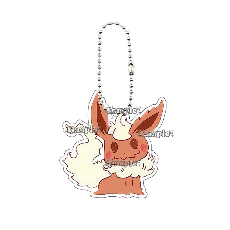 Creative Anime Eevee Leafeon Glaceon Umbreon Jolteon Anime Double-sided Printing Acrylic Keychain Key Ring Jewelry  Accessories