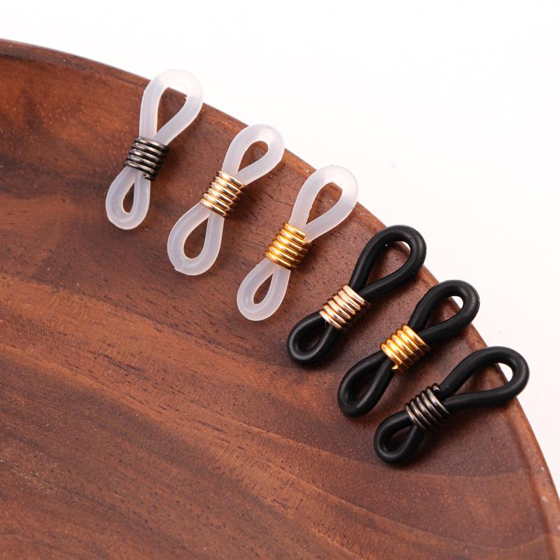 50pcs Black/white Adjustable Lanyard Cord Rubber Connectors Strap Eyelets for Transparent Glasses Band Rope Eyewear Accessories