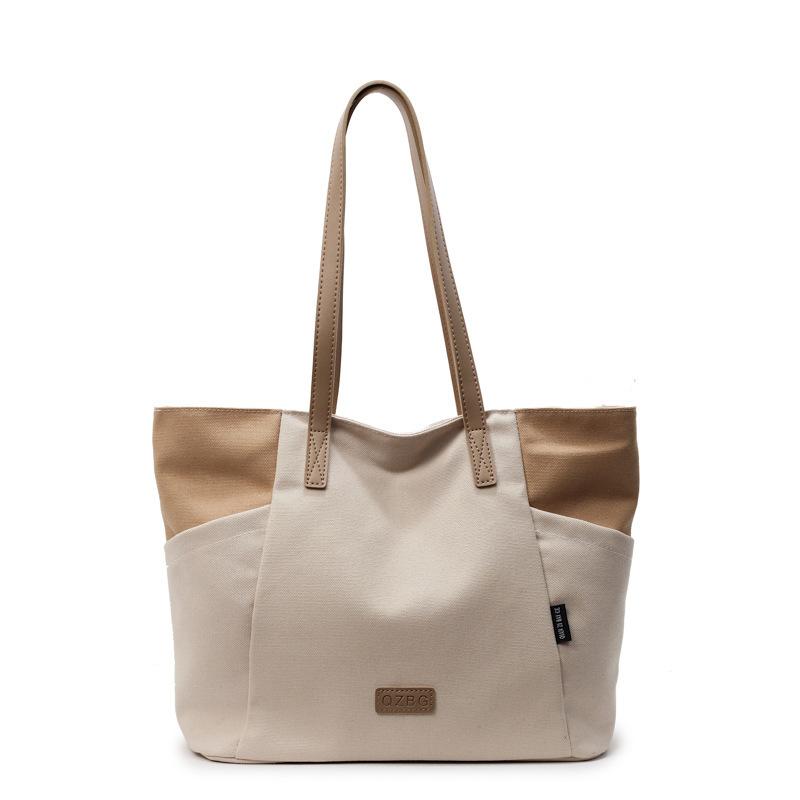Casual Canvas Bag Women's 2025 New Tote Bag Large Capacity Fashion Shoulder Bag Student Class Commuting Bag
