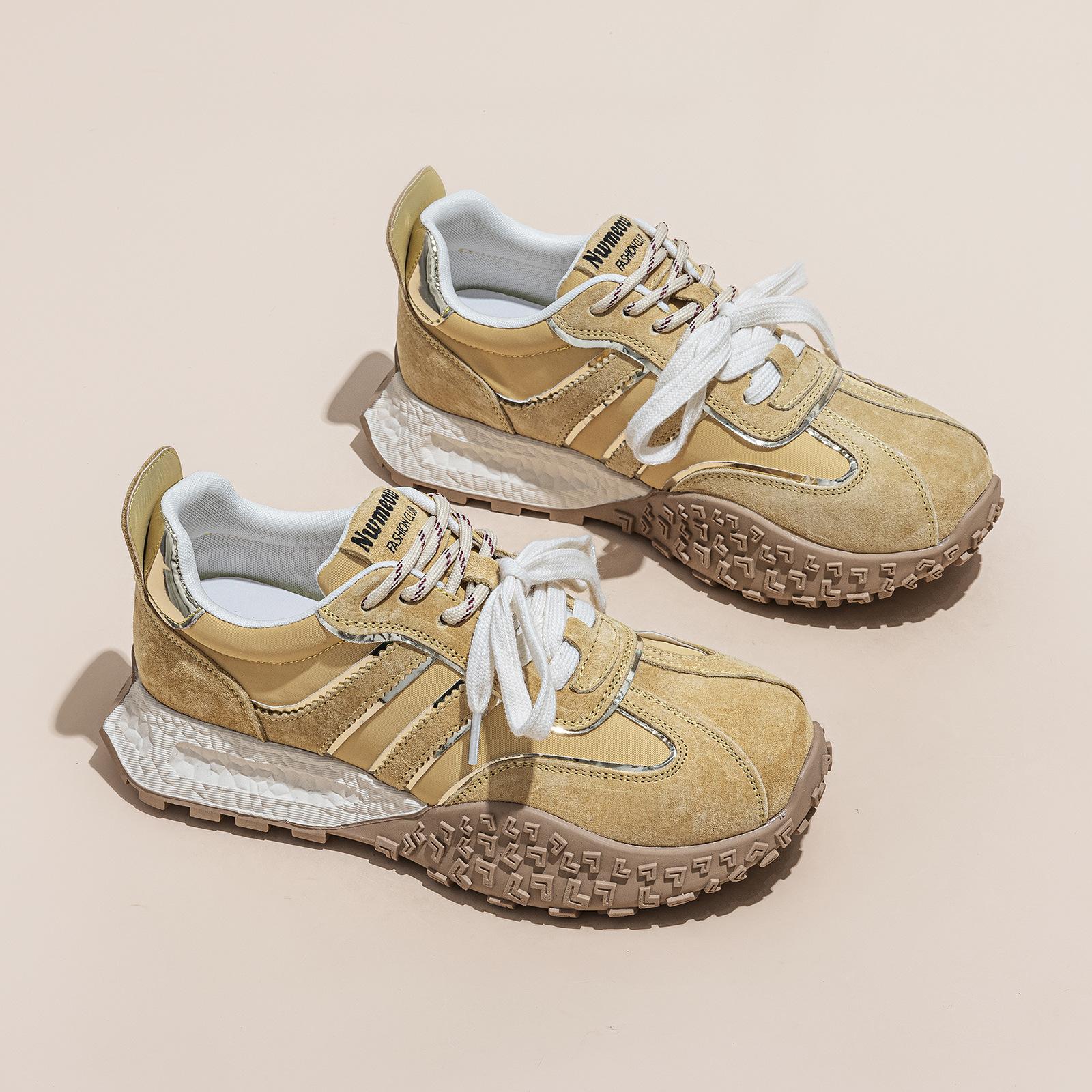 

Женские кроссовки «папины кроссовки» весна и лето новая толстая подошва увеличивающая рост универсальные дышащие одинарные туфли повседневная спортивная обувь 40 золотисто-желтый