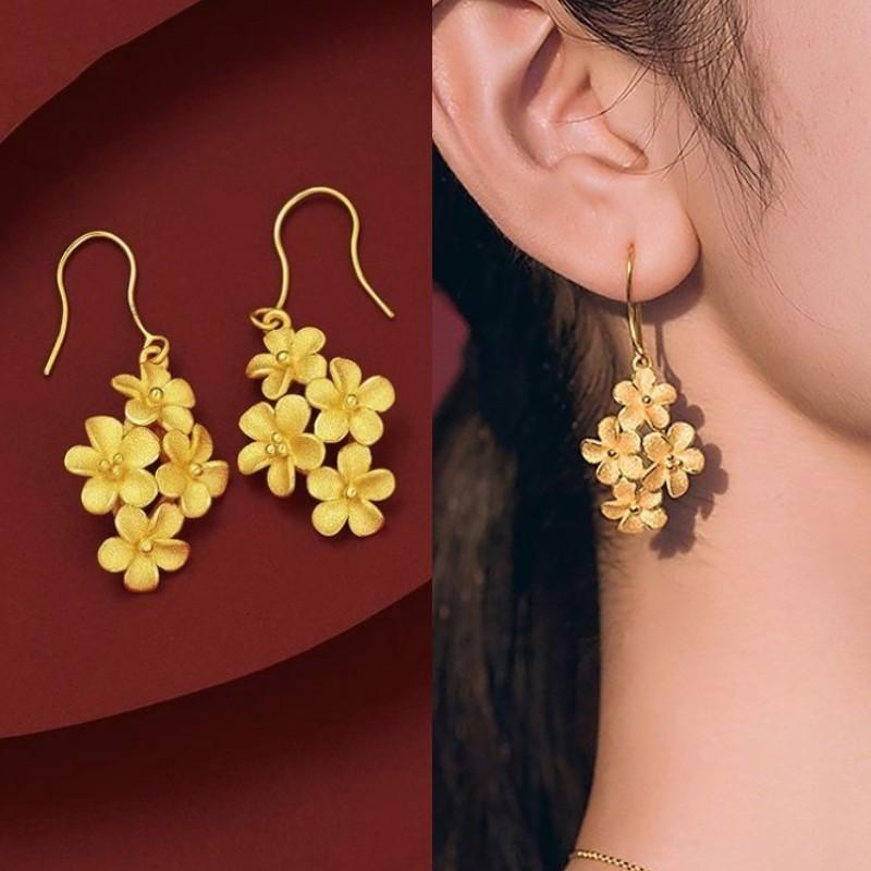 Water drop pearl flower earrings exaggerated antique earrings French retro court style earrings