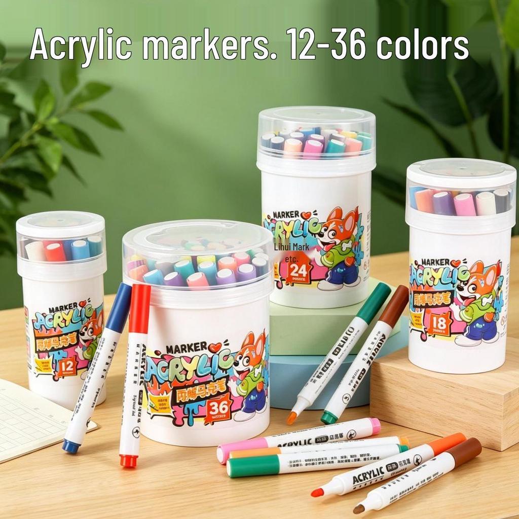 Acrylic Marker Pen Set - Round Rod, Single Head, Non-Toxic, Water-Based, Safe for Children