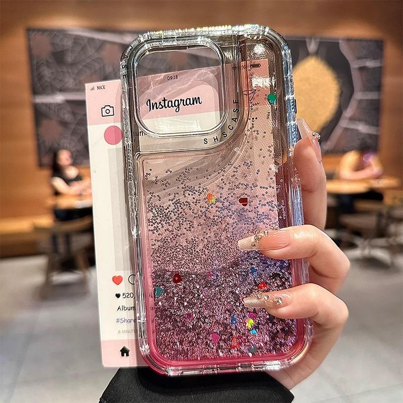 

Shining Quicksand Glitter Sequin Phone Case For iPhone 17 Air 16 15 14 13 12 11 Pro XR X XS Max 7 8 6 Plus Gradient Clear Cover iPhone Air