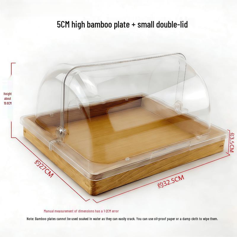 Naijiang Wood & Bamboo Food Display Tray with Dust Cover