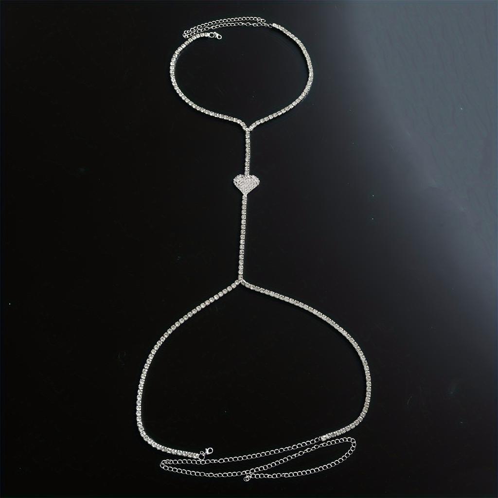 Flash Diamond Love Breast Chain Women European And American Sexy Nightclub Sex Bikini Rhinestone Chain Body Chain