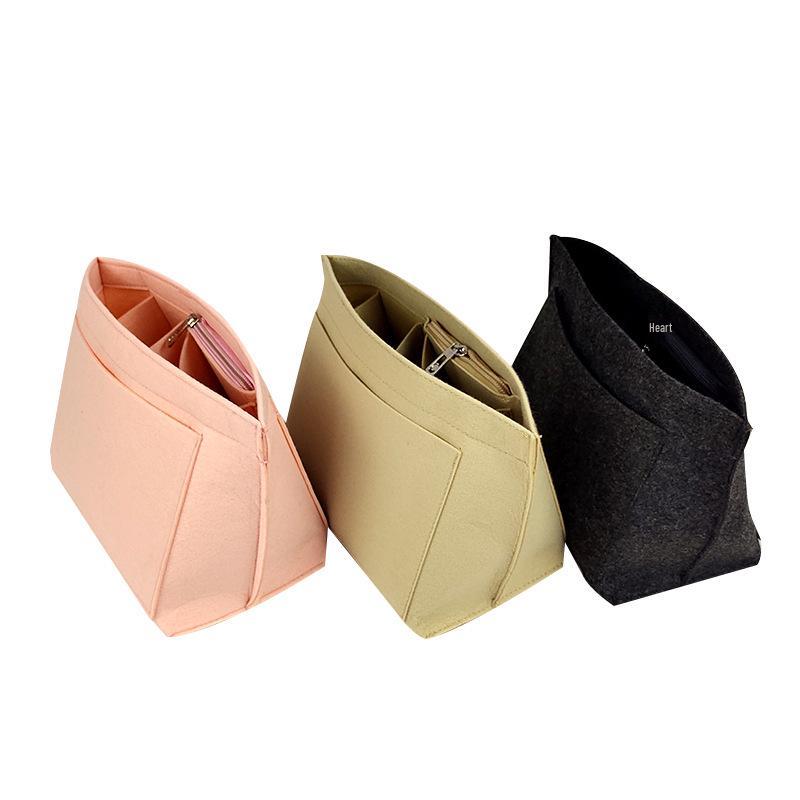 Large Capacity Thickened Felt Cosmetic Bag with Compartments - Customizable Medium Size Dumpling Bag