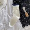Ladies Autumn Simple Polka Dot Bow Puppy Button Medium Tube Cotton Socks
