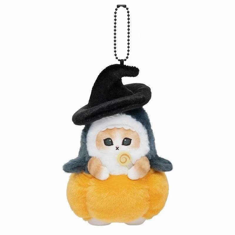 Kawaii Cartoon Mofusand Cute Shark Cat Halloween Pumpkin Candy Plush Toys Keychain Girl Heart Backpack Gift Pendant Accessories