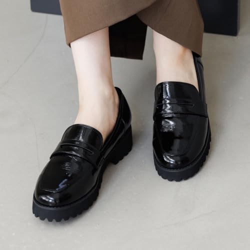 HIMIKO/Himiko/[WEB Exclusive] Truck Sole Coin Loafers/640007 Black Enamel 245