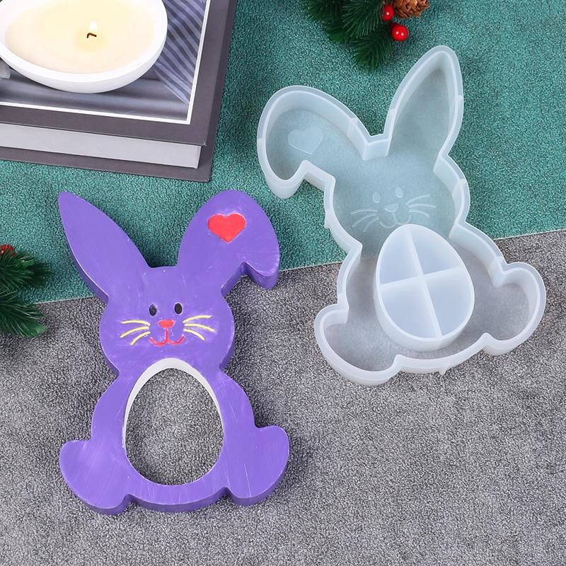 Bunny Candle Silicone Resin Mold for Easter Rabbit Candlestick Plaster Soap Ornaments Casting Making Home Decor