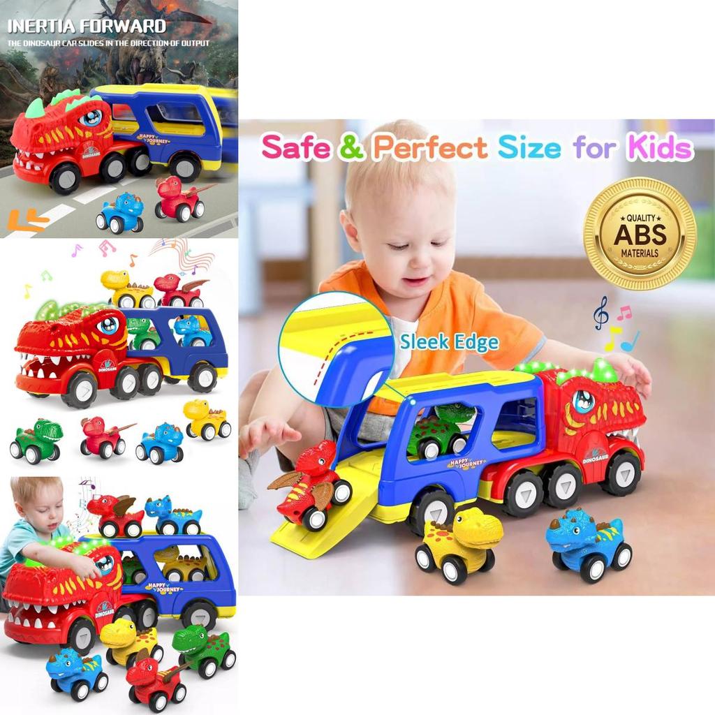 Exciting Double Layer Dinosaur Transport Truck With Lights Sounds And Inertia Features