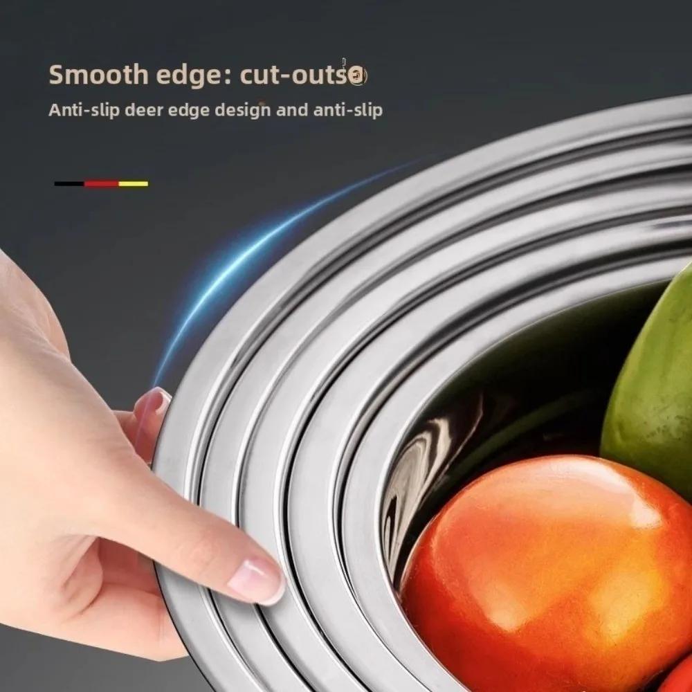 New Stainless Steel Mixing Bowl Cold Vegetable Bowl Large Capacity Baking Fruit Salad Bowls Thickened Egg Mixing Basin