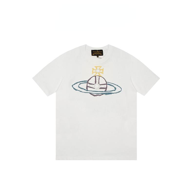 Saturn Graphic Print Fashion Round Neck Loose Short Sleeve T-shirt Unisex 2024 Cotton Trendy Brand Hit Oversized T Shirt
