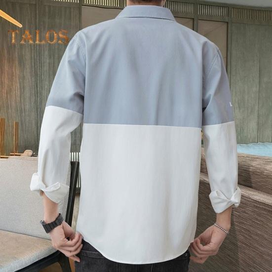 Vår høst herre skjorte turn-down krage trykt colorblock button-down cardigan løs Streetwear Young Cargo Style skjorte kåpe