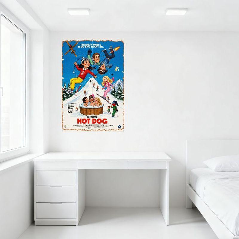 Hot Dog: The Movie Retro Style Movie Poster Metal Tin Sign Colorful Winter Sports Comedy Art Decoration for Home Bar Man Cave Ca