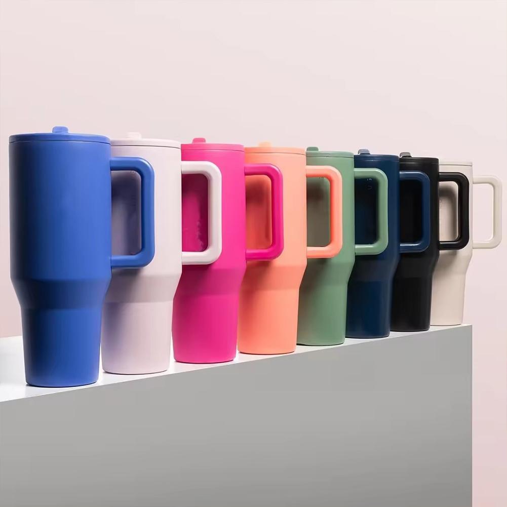 32/40oz Stainless Steel Straw Insulated Water Bottle Thermal Coffee Car Cup Cold Hot Mugs Large Vacuum Flask for Outdoor Travel