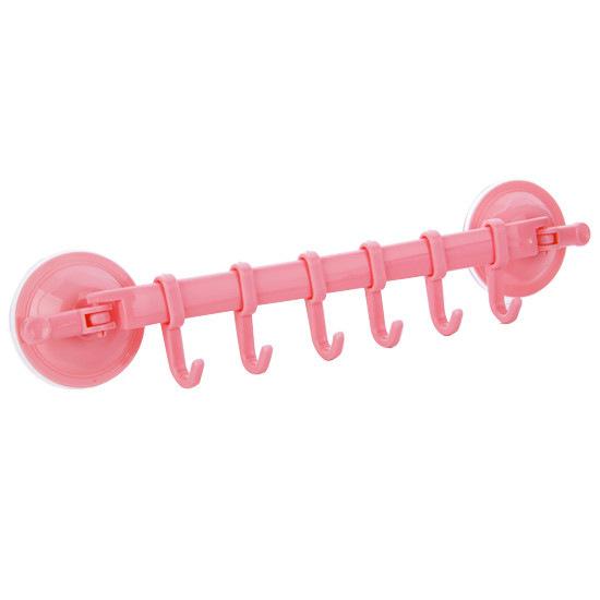 Modern Adjustable 6-Hook Plastic Seamless Kitchen Wall Hook Strong Suction Cup Storage Suction Hook ABS Sticky Hook Adhesive Bag