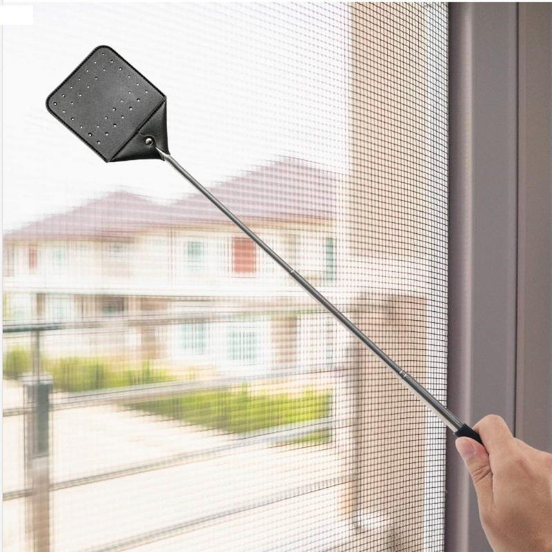 Flugsmälla Kraftig Infällbar Flugsmälla Med Stålhandtag Handhållen Zapper Racket Med Metallhandtag Flygande Fångare Verktyg För