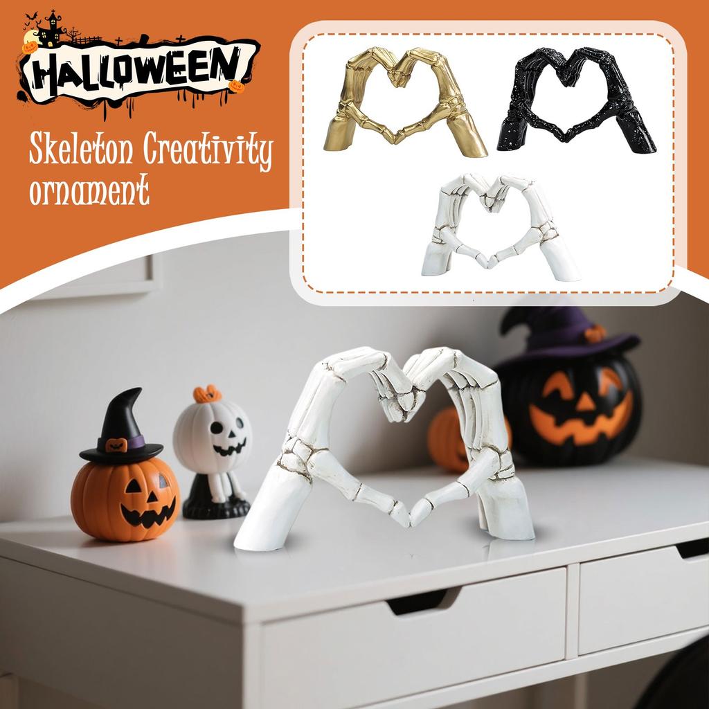Halloween Skeleton Heart Gesture Home Desktop Living Room Creative Halloween Decoration Decoration Resin Crafts
