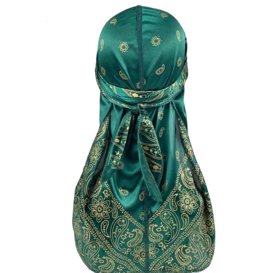 

Trifong Durag Emerald Green Paisley Hip Hop Dance Wave Cap Pirate Bandana Hair Scalp Protection Breathable