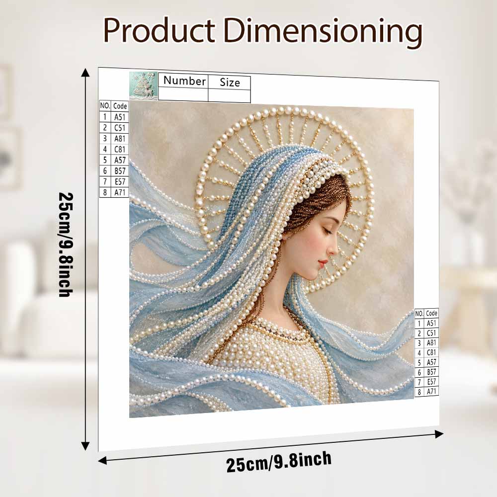Virgin Mary Pearl Painting 5D DIY Decorative Painting. Elegant Holiday Gift. Handmade Art Painting