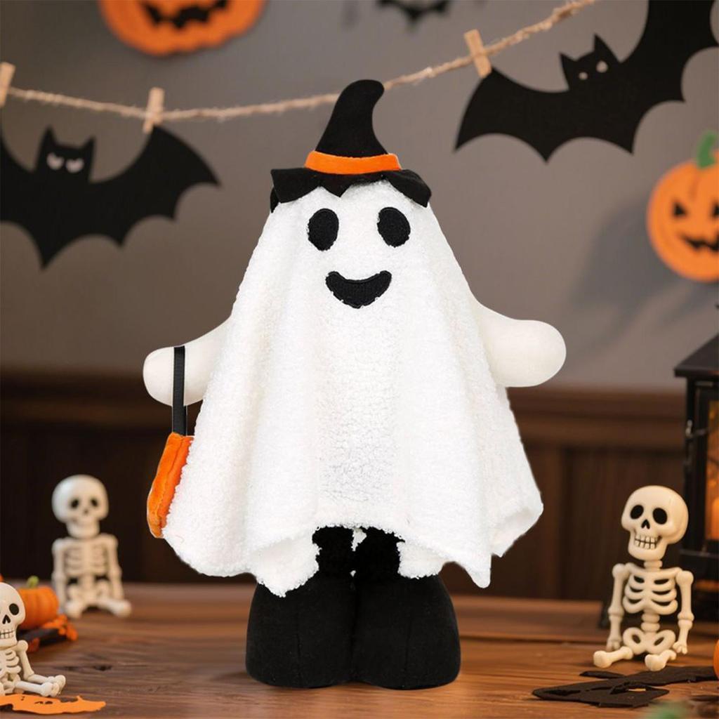 Halloween Stehender Geist Plüschtier Puppe Ornament 17,3 Zoll Ausziehbar Halloween Gruseliger Geist Plüschfigur Skulptur Dekor