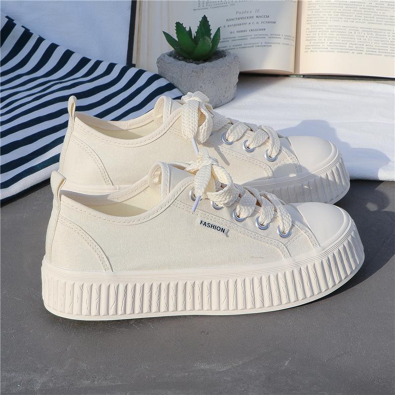 Little White Shoes Women's Mesh Breathable Hollow 2025 Spring and Summer Versatile Thin New Thick-soled Canvas Board Shoes Ins