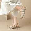 Augustine bag head sandals women's 2025 summer new French Mary Jane half slippers medium heel small fragrant single shoes