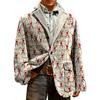 Men's Printed Corduroy Warm Pocket Suit Jacket Cardigan Men's Casual Suit